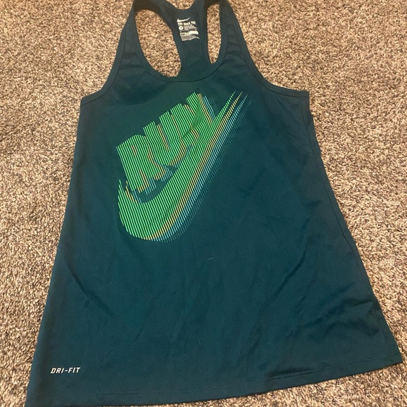 Nike Tops - Nike Women's Teal and Green Dri-FIT Tank Top